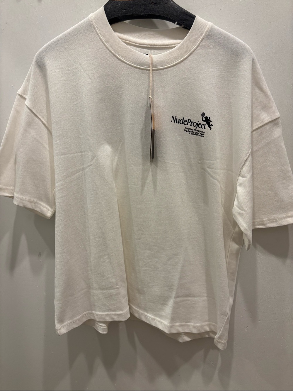 NudeProject White Logo Crewneck Tee